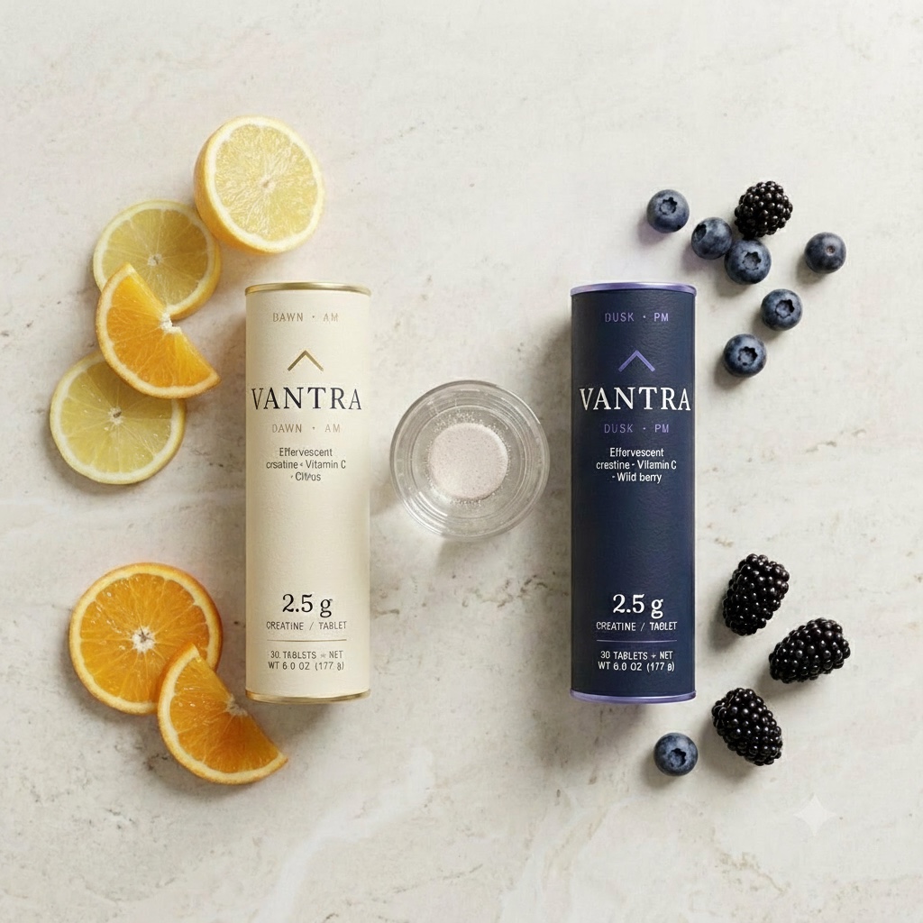 Vantra Dawn and Dusk effervescent creatine monohydrate tablets with citrus and berries