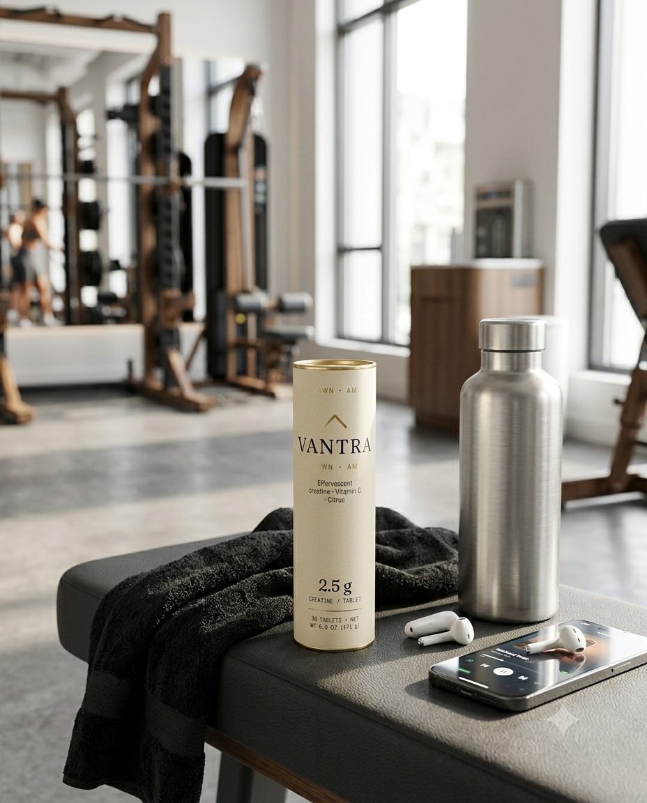 Vantra creatine monohydrate at the gym